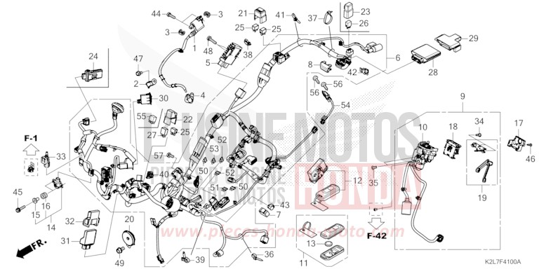 WIRE HARNESS/FOB KEY for ADV 350 HYPER RED (R348) from 2025